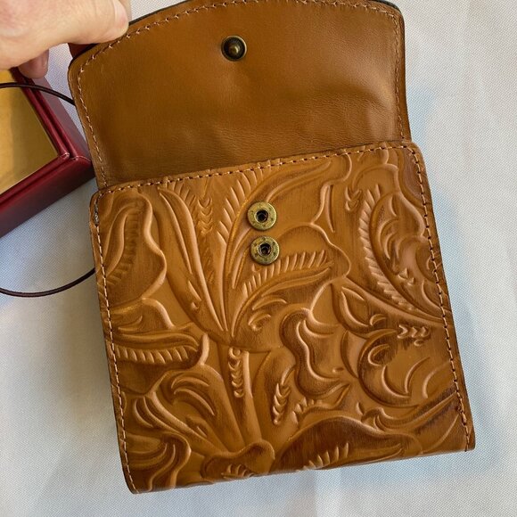 Patricia Nash Tooled Leather Kisslock Wallet RFID Blocking Cognac Brown NWT - Picture 10 of 11